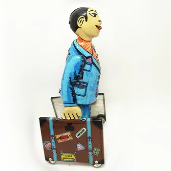 

Adult Collection Retro Wind up toy Metal Tin Student take luggage Mechanical toy Clockwork toy figures model kids christmas gift