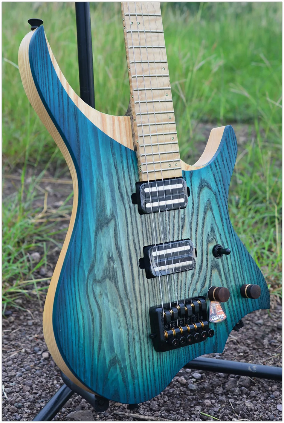 

NK Headless Electric Guitar style Model Blue burst Color White Flame maple Neck in stock Guitar free shipping