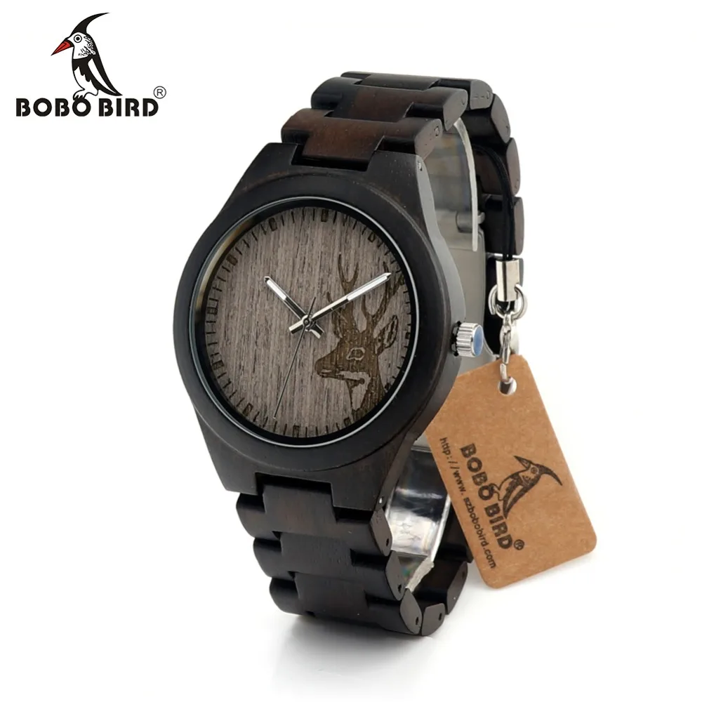 Prix pour Bobo bird i26 mens unique ébène en bois montres cerf tête cadran Casual Bracelet À Quartz Montres Avec Bois Liens En Cadeau Boîte de Montre Prix pour Bobo bird i26 mens unique ébène en bois montres cerf tête cadran Casual Bracelet À Quartz Montres Avec Bois Liens En Cadeau Boîte de Montre