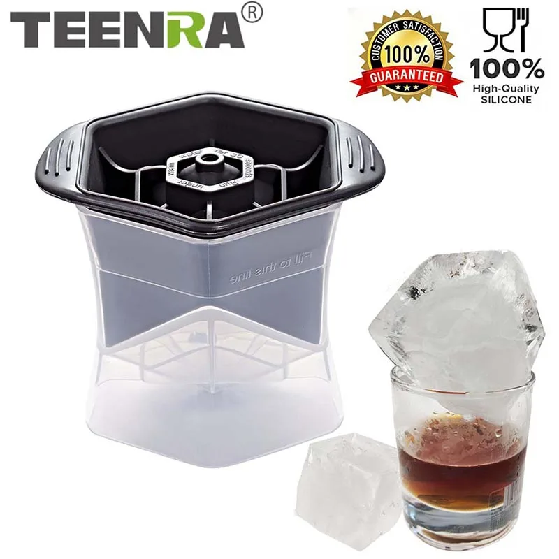 TEENRA 1 шт., форма для кубиков, силиконовая форма для кубиков льда, полипропиленовый квадратный лоток для льда, большой кубик для льда, коктейлей, виски, напитков, кухня