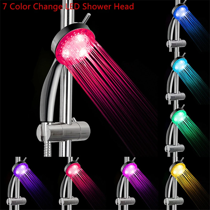 Светодиодный автоматический душ с дождевой насадкой, 7 цветов, душевая головка с ручной насадкой для душа, круглая душевая головка для ванной комнаты, анионовая душевая головка