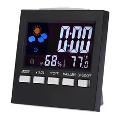 Цифровой термометр гигрометр Температура Влажность Часы цветной ЖК-сигнализация Функция повтора календарь «Метеостанция» termometro