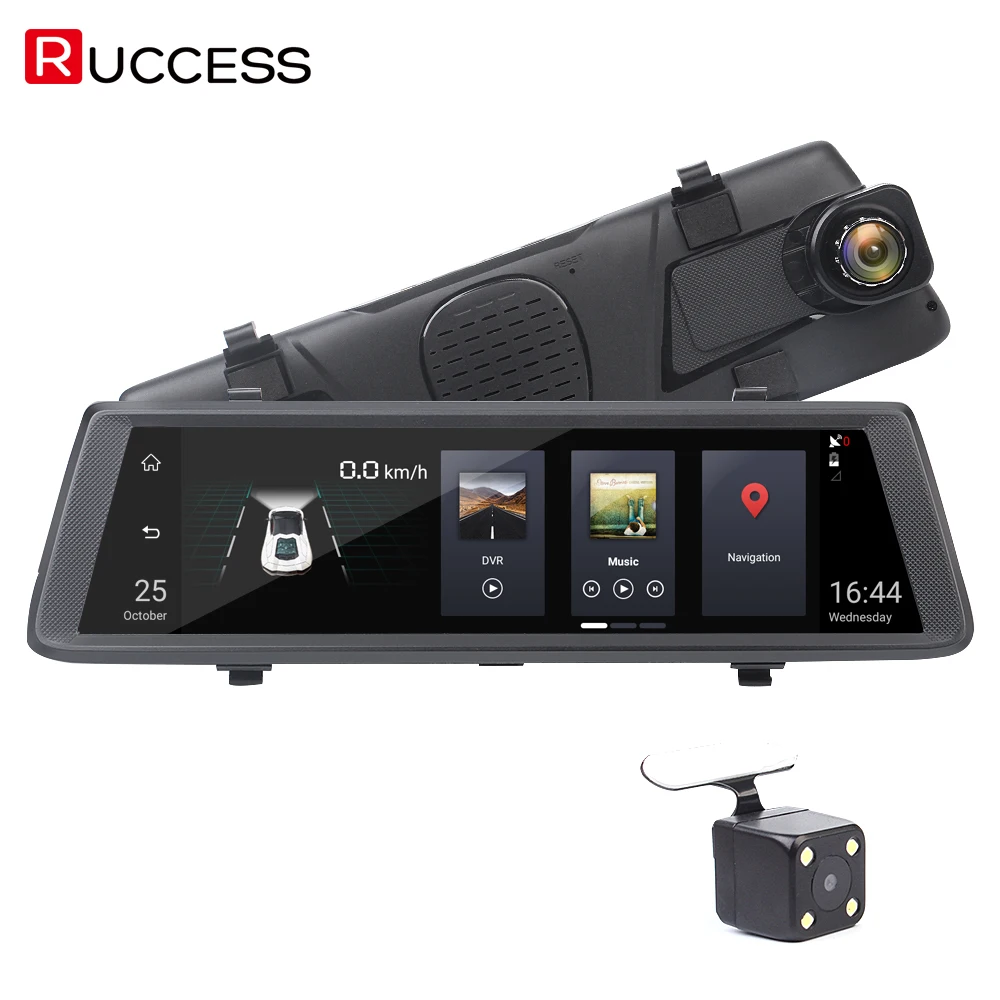 RUCCESS 10 inch Full Touch Car DVR Rearview Mirror Camera 3G Android 5 0 GPS Navigator