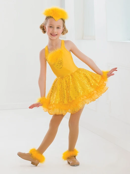 Children's Duck Feather Skirt Stage Costume Dance Skirt Playful Dress