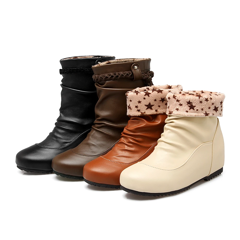 Ботинки женские зимние с круглым носком на каблуке размеры 34 52|fashion winter boots|winter