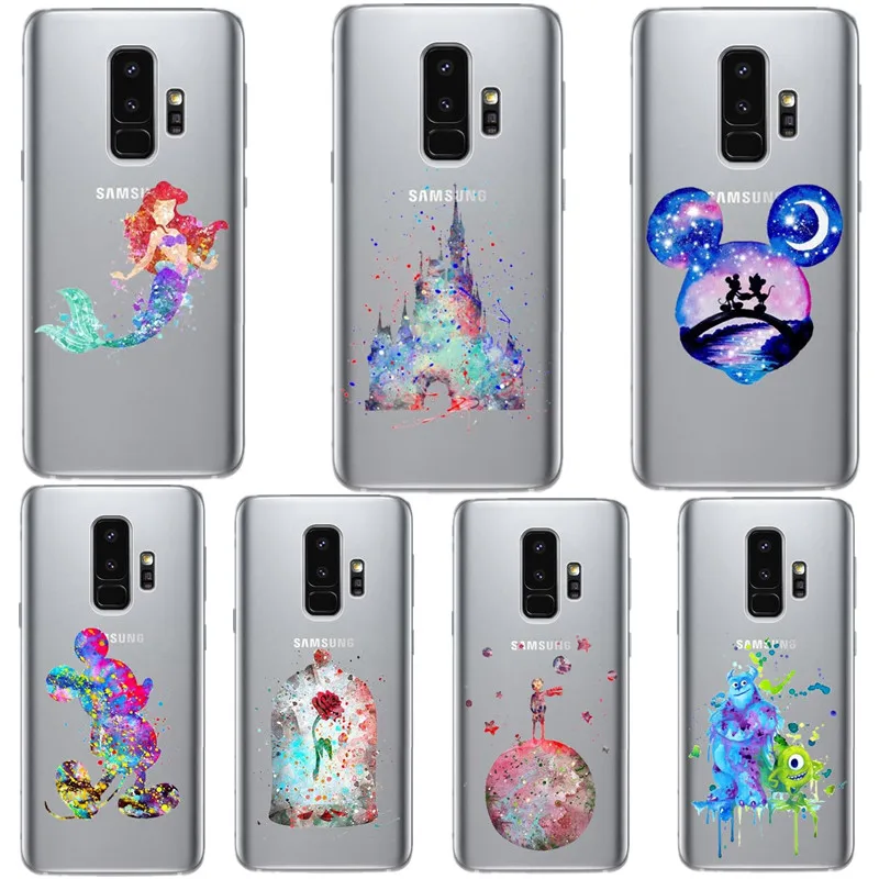 

Watercolor art Snow White stitch Mickey silicone Phone Case For Samsung Galaxy S6 S7 Edge S8 S9 Plus S10E Lite S10+ Plus Note 9