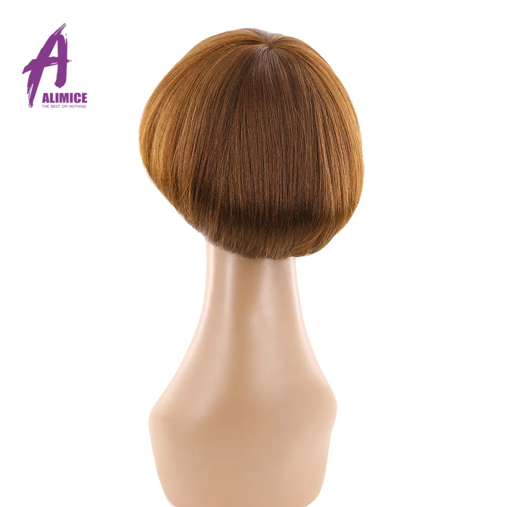 Alimice Hair Short Human Hair Wigs With Baby Hair Bang Non Lace Wig Brazilian Bob Straight Wig For Women Color#1B#2#4 8 inch (25)