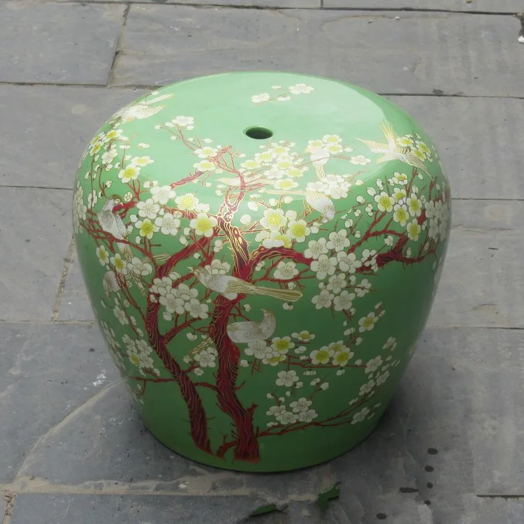 China plum blossom painting ceramic drum porcelain garden stool Glazed ceramic ceramic porcelain chinese garden stools (1)