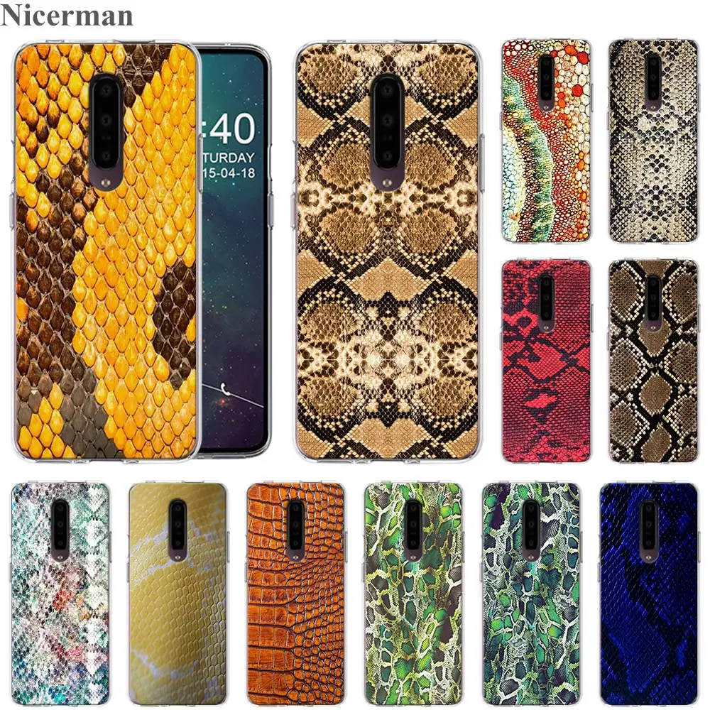 

python yellow gold Snake skin Case Luxury Soft Silicone Cover for Oneplus 7 7 Pro 6 6T ShockProof Shell Transparent TPU Capa