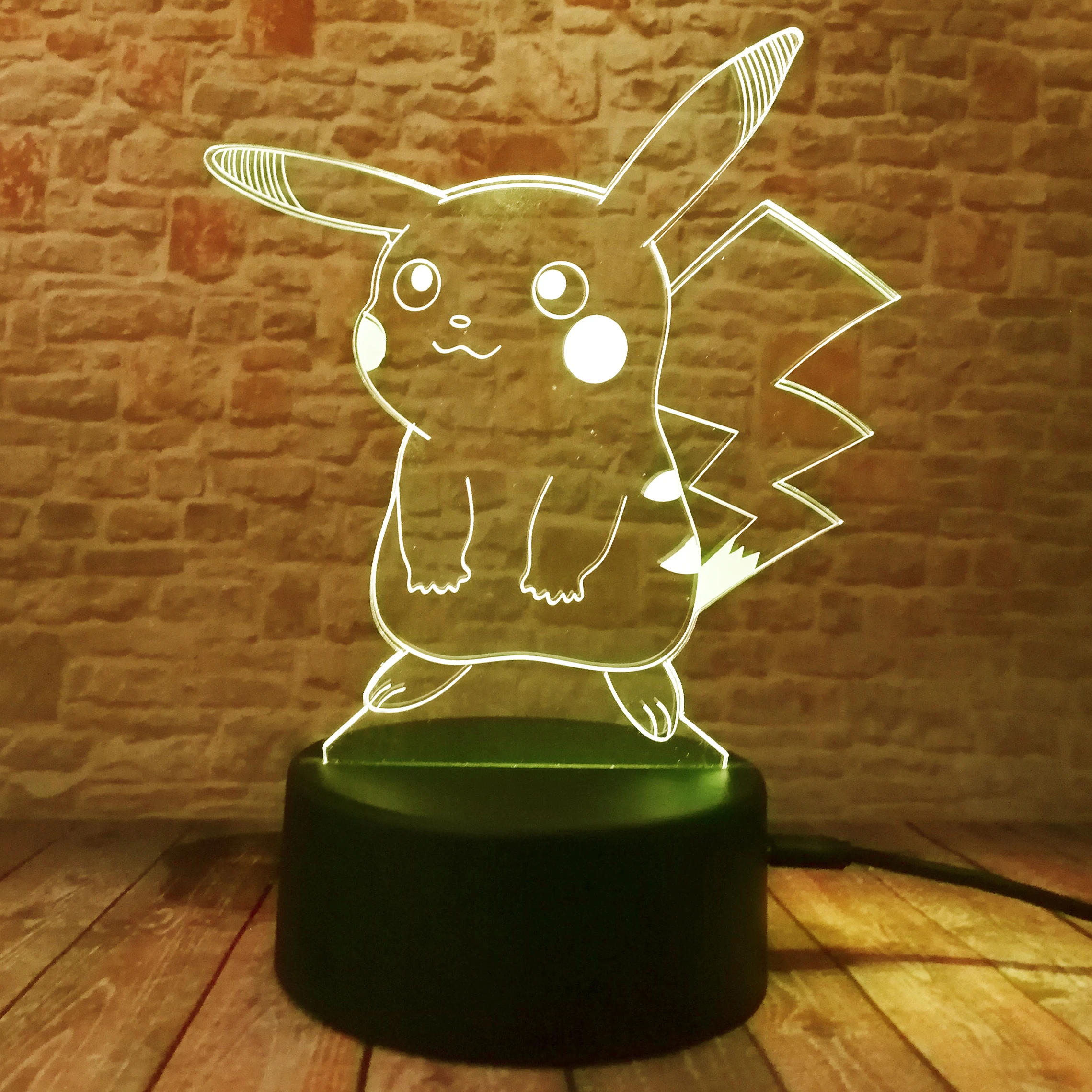  Hot Pokemon Go Action Figure 3D Atmosphere Illusion Night Light Pikachu Bedroom Kids Gift Creative  - 32779928533