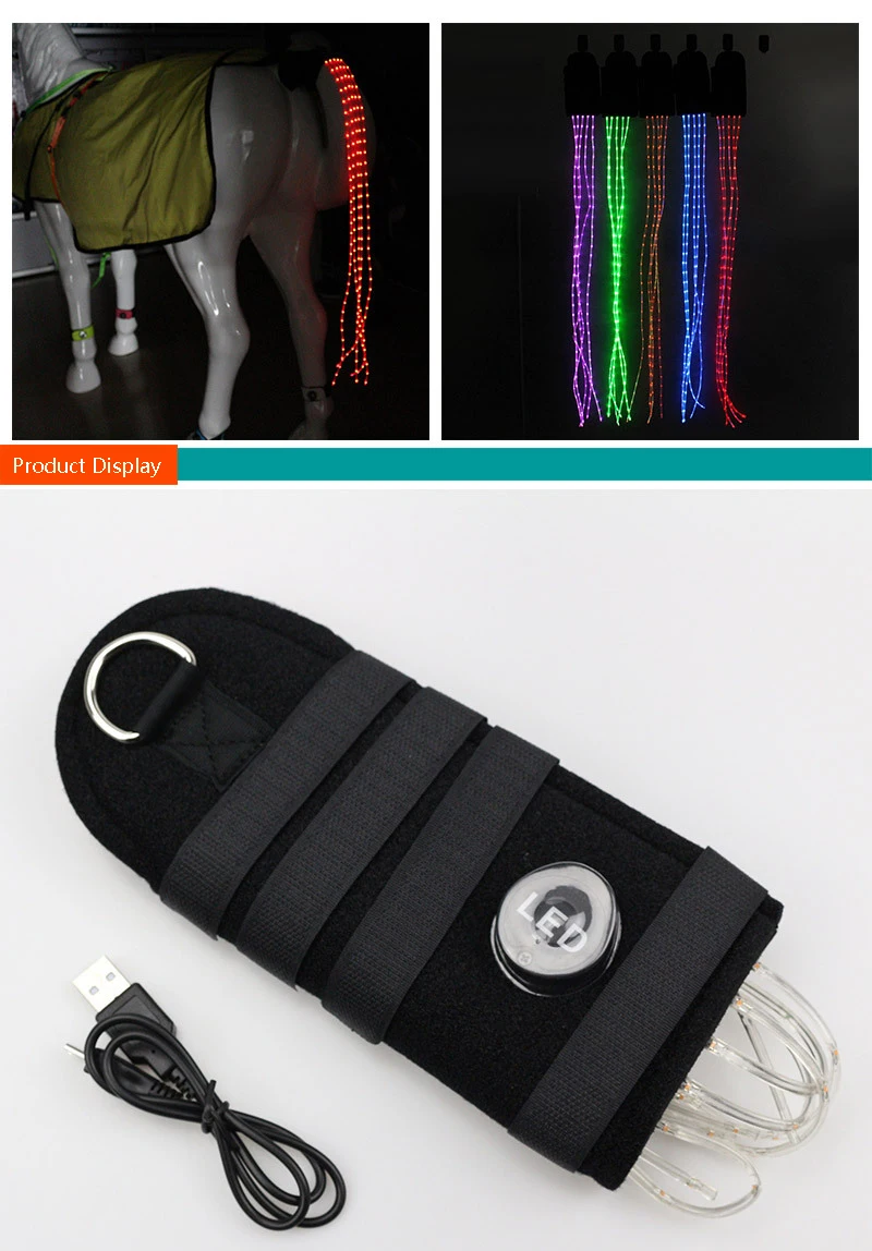 New Outdoor Sports Horse Riding Tail Trappings Equestrian LED Flashing Light Bar Harness With USB Charge Riding Decorations