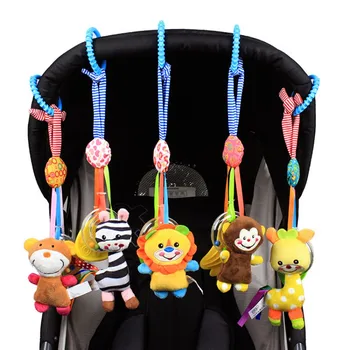 

2018 Baby Plush Toy Stroller Crib Hanging Rattle Music Teether Stuffed Doll Rubber Ring Development Gifts Q1