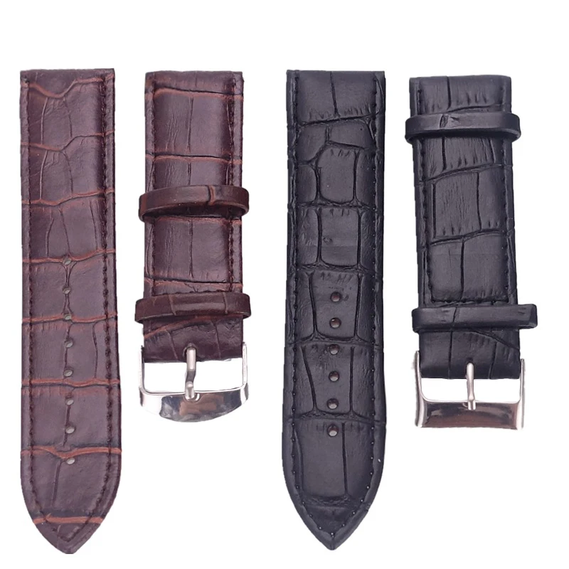 

Zazac High Quality Crocodile Pattern Leather Watchband 20 22 24MM Men Women Watch Strap Pin Buckle Clock Watch Accessories
