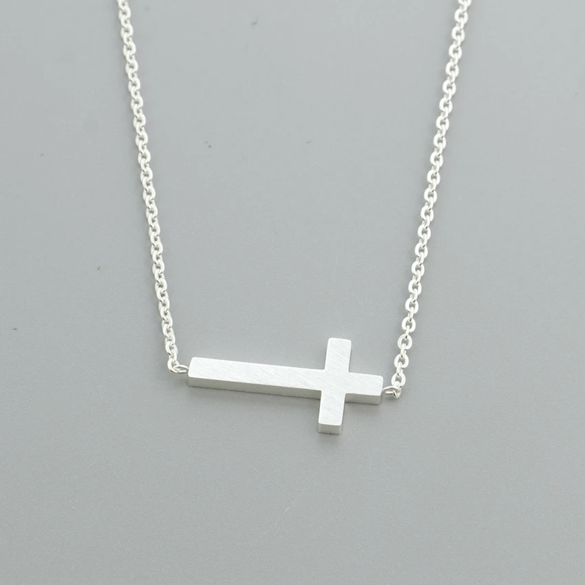 Sideways Cross Necklace Men Kids Jesus 