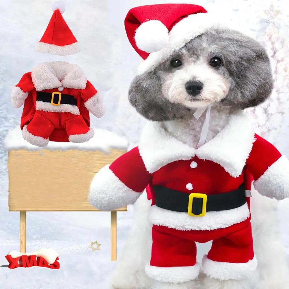 

Christmas Pet Santa Claus Suit Costumes Dog Cat Puppy Jumpsuit Hoodies Clothes