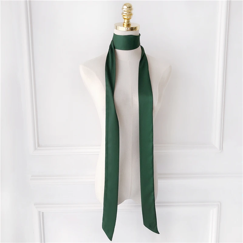 Luna&Dolphin Women Narrow Long Scarf 200x5cm Solid Color Chiffon Silk Rubber Red Tie Black Bag Ribbon Headbands Choker Streamer 5