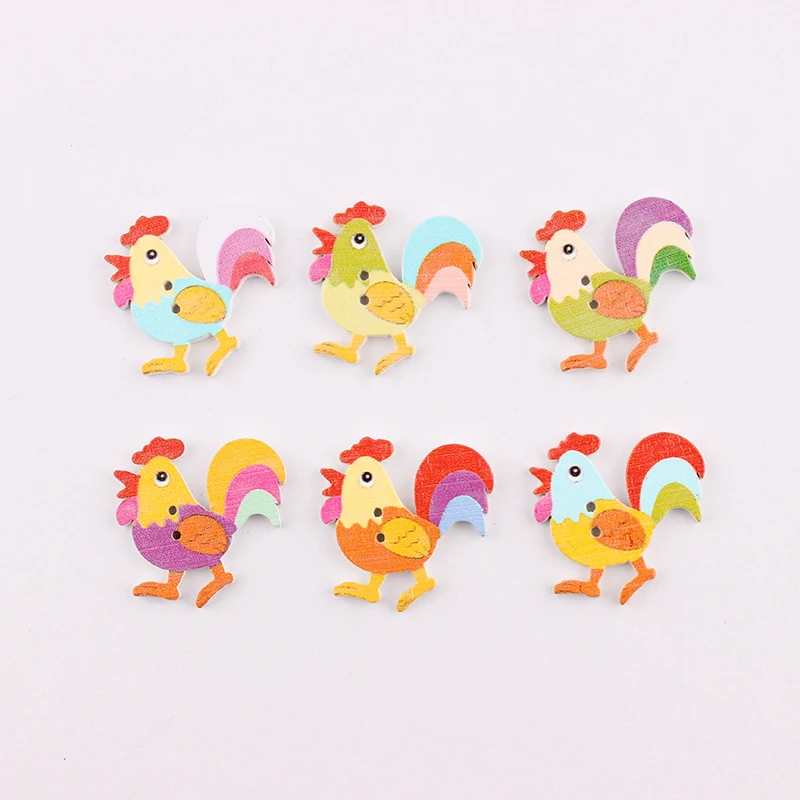 

50Pcs Multicolor Big Cock Botones Knopf 2 Holes DIY Random Wooden Buttons Sewing Scrapbooking Accessories 31*31.5mm