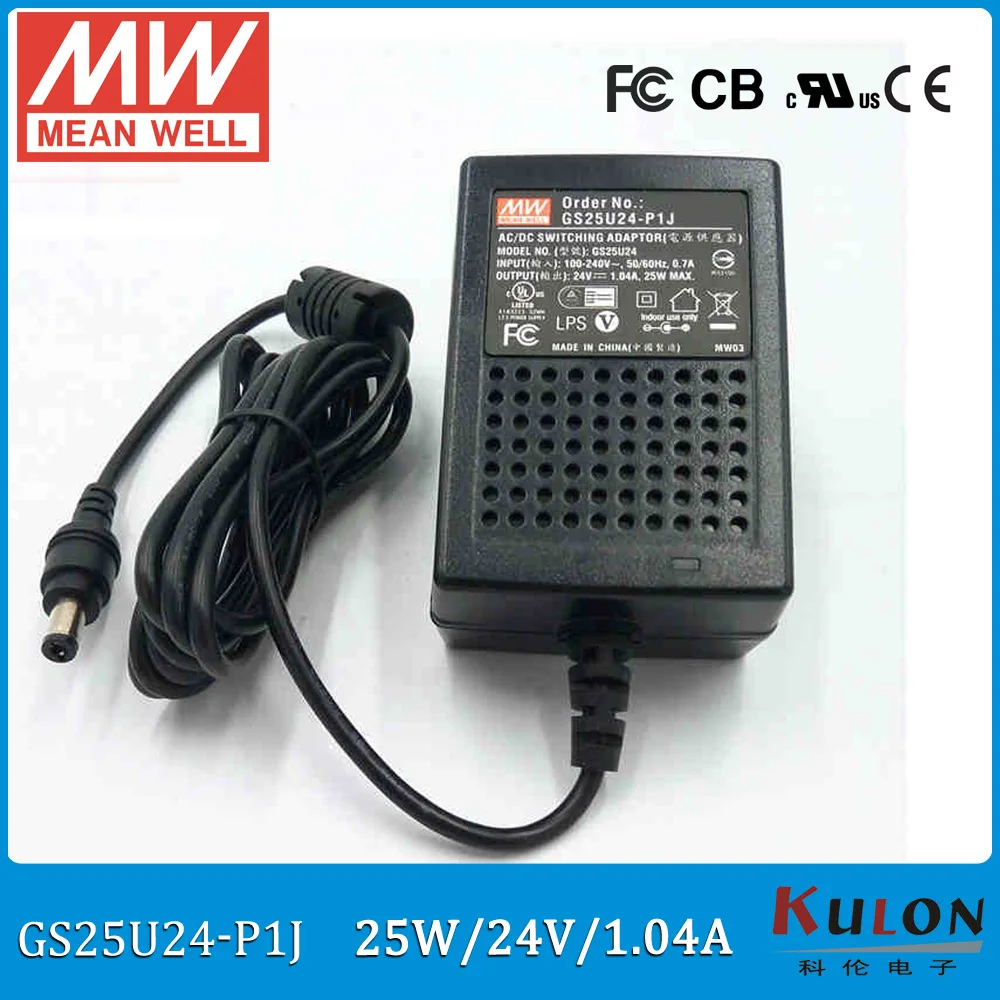 Оригинал MEAN WELL GS25U24-P1J 25 Вт 1.04A 24В meanwell промышленный настенный адаптер уровня V