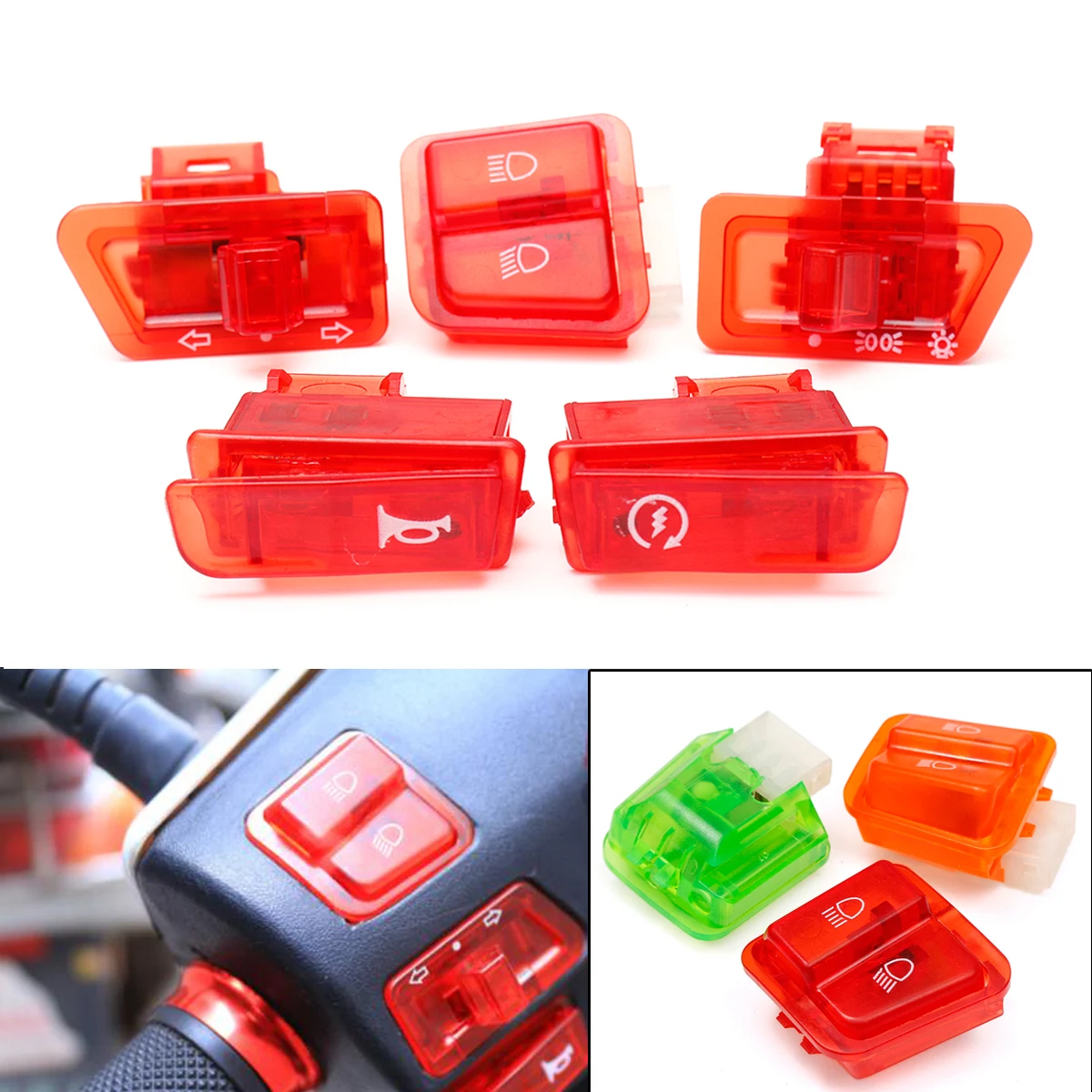 

5pcs/lot Motorcycle Head Light Horn Dimmer Turn Signal Starter Single Switch Button For GY6 50CC 125CC 150CC Moped Scooter