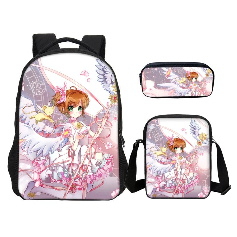 

Hynes Eagle 3Pcs/Set Portfolio Backpacks For Girls School Bags Cute Variety Of Magical Girls Printing Backpacks Mochila Escolar