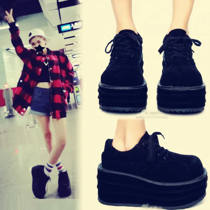 

2018 New Autumn Oxfords Shoes Women Japanese Round Head Suede Platform Shoes Casual Flats Lace-up Black Flat Platform Loafers