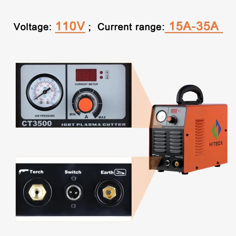 HITBOX плазменный резак 110 В резки Cut3500 однофазный 110 В IGBT инверторная технология 10 мм Максимальная толщина резки