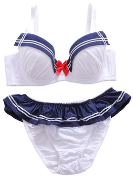 

Sailor Suit JK Uniform Style Cute Japanese Bra & Panties Set Underwire Push Up Soft Underwear Intimates Set Kawaii Lolita