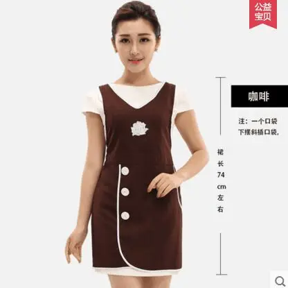 Милый фартук корейская мода заказной печатный логотип супермаркет магазин ногтей салон красоты платье-футляр Фартук женский - Цвет: Темный хаки