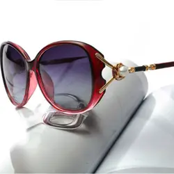 Модные женские Роскошные жемчужные солнцезащитные очки Винтаж градиент зеркало очки Элегантный кошачий глаз солнцезащитные очки Óculos