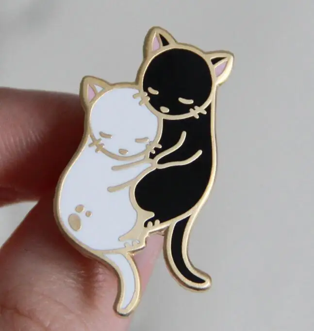 

Two Sleepy Cats Soft Enamel Pin Friendship Brooch Pin Gift