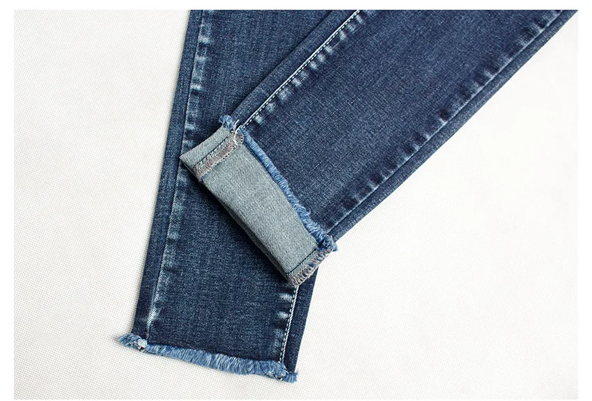 2018 jeans autumn and winter in Europe and the United States women's stretch slim thickened warm jean small leg pants nine points pencil pants (21)