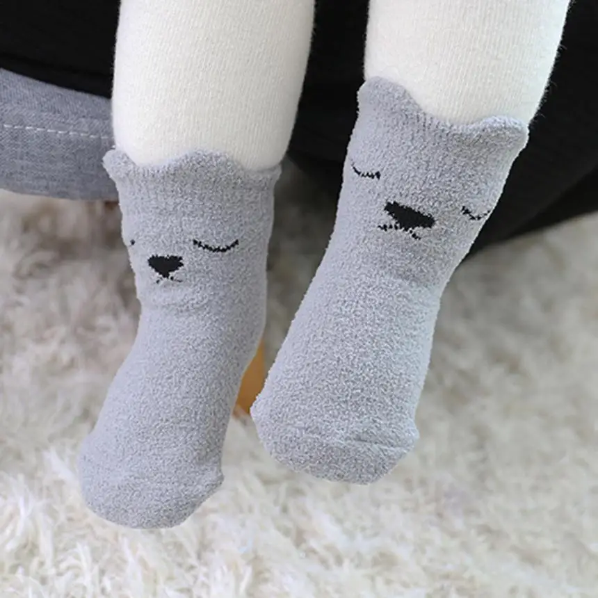 

Lovely Cartoon Newborn Kids Baby Girls Boys Warm Anti-slip Print Baby Socks Hairball Cute Toddler animal infant Soft Socks