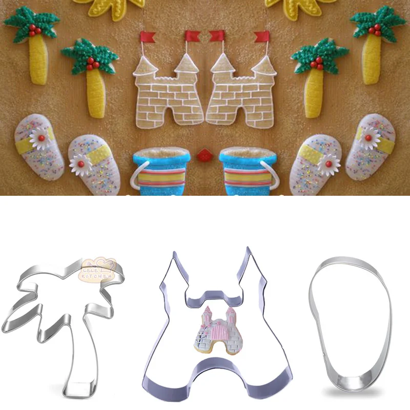 

1pcs patisserie reposteria Coconut Tree Castle Flip Flop Fondant Cake Decor Tool Cookie Cutter Biscuit Mold Pastry Cupcake Mould