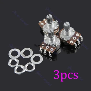 

3pcs A250k Potentiometer Splined Pot Electric Guitar Bass Effect Amp Tone Volume 10mm Shaft Parts Drop Ship