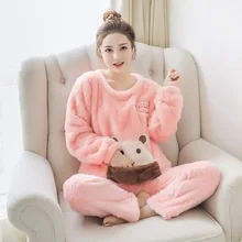 Женский зимний пижамный комплект, фланелевая одежда для сна, аниме, Флисовая теплая Домашняя одежда, кигуруми, пижама, милая одежда для сна