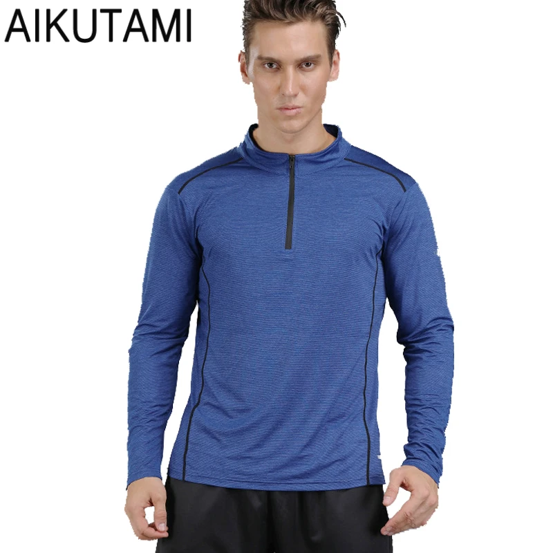 Sport Shirt Men Long Sleeve Elastic Breathable Dry Fit Running Shirts