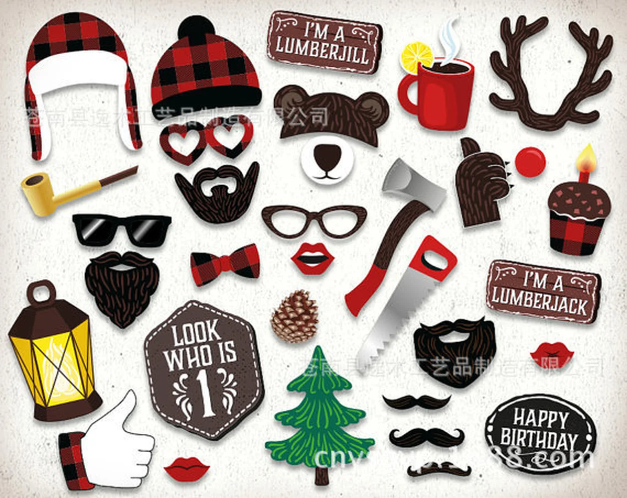 

Lumberjack Party Photo Booth Props Wild One Boy First Happy Birthday Party Supplies