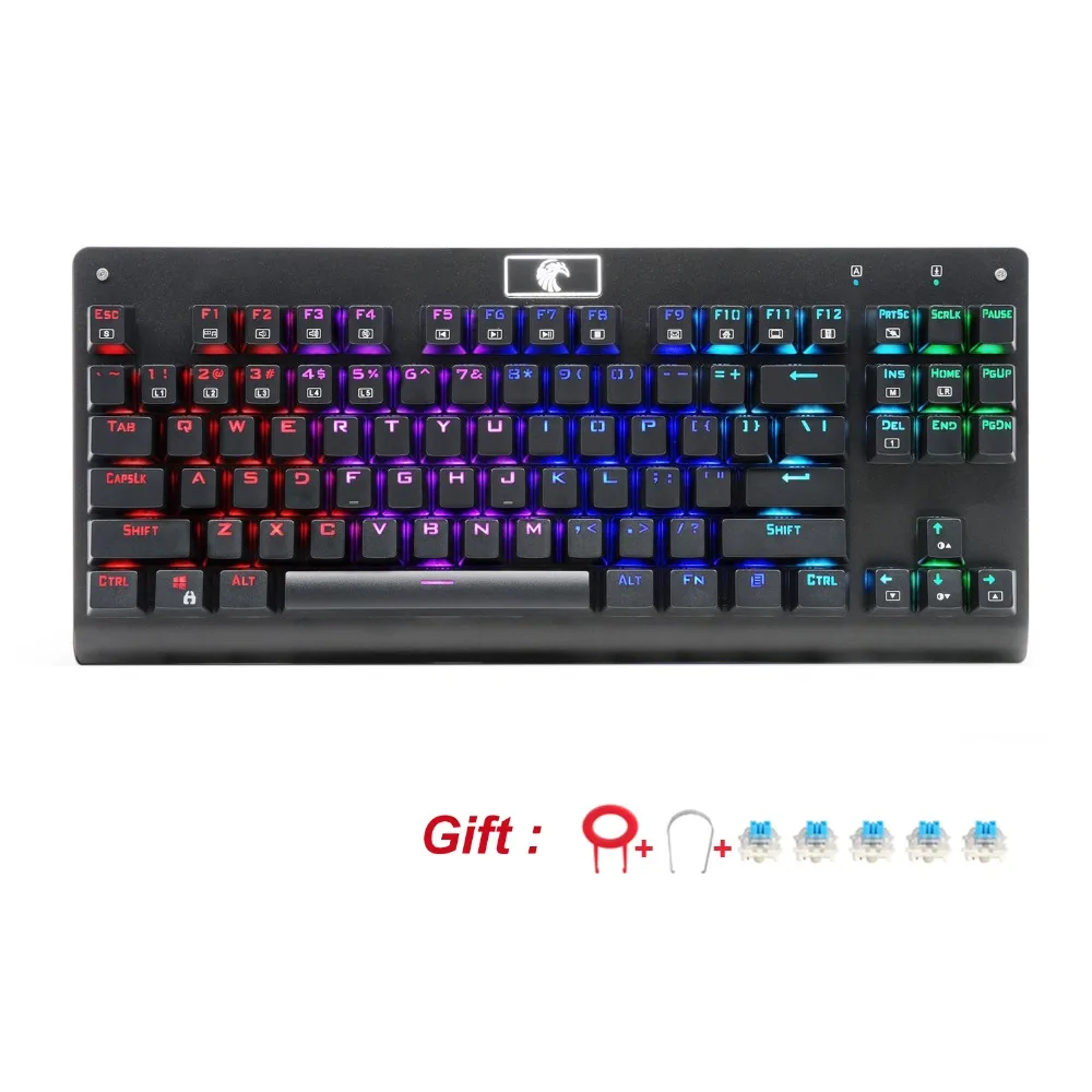 Z 77 Eagle RGB с подсветкой Tenkeyless Механическая игровая клавиатура 87 ключ синий