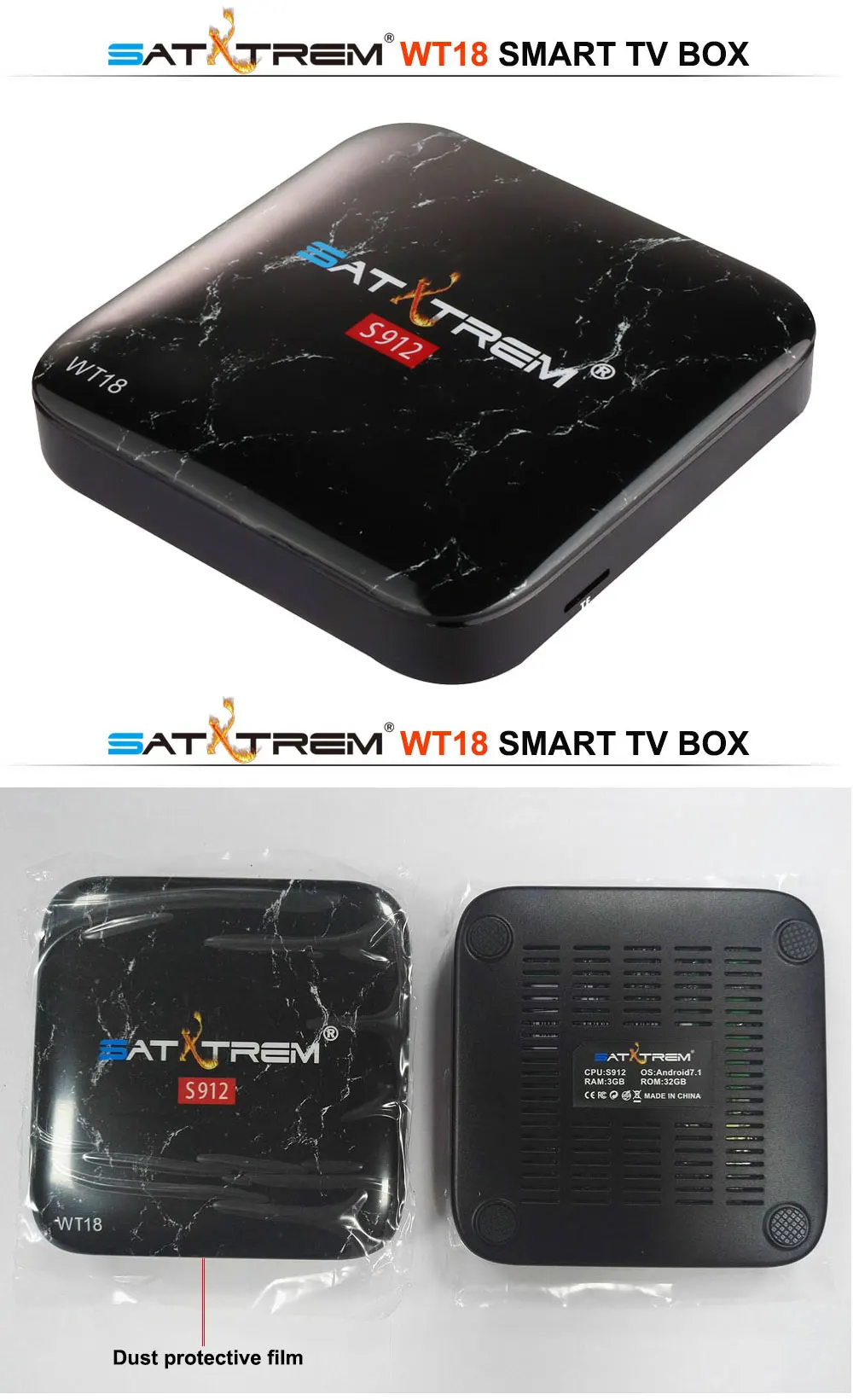 SATXTREM WT18 ТВ-приставка Amlogic S912 3 ГБ 32 ГБ Восьмиядерный Android 7,1 OS BT 4,1 4K двойной WiFi мини-ПК медиаплеер смарт-приставка