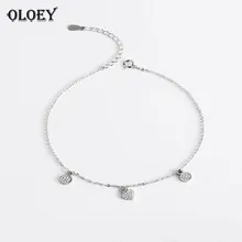 OLOEY, 925 пробы, серебряный, маленькое сердце, шарм, ножной браслет для женщин, S925, браслеты на лодыжке, регулируемые, хорошее ювелирное изделие, Прямая поставка, YMA025