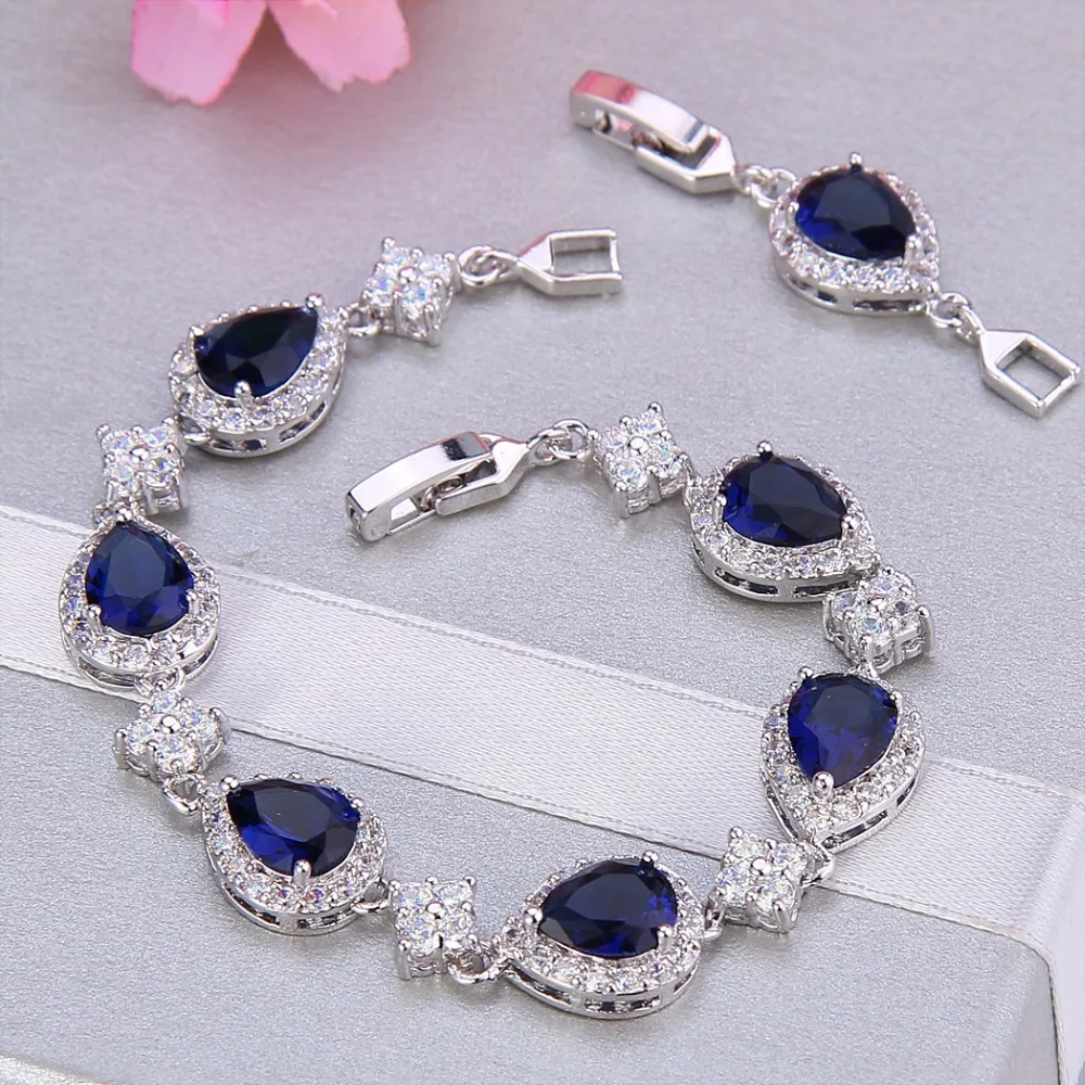 

Tuliper Elegant Teardrop Bridal Bracelet Blue Cubic Zircon Bracelet For Women Wedding Accessories Party Jewelry Gift