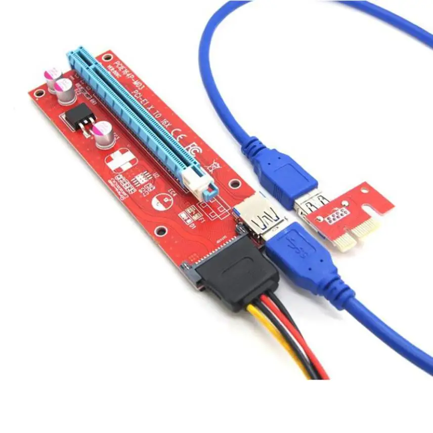 

2017 New 10x USB 3.0 PCI-E Express 1x to16x Extender Riser Board Card Adapter kits +Cable JUL07 Dropship