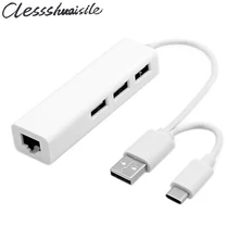 (100pcs/lot) Combo USB 2.0 & 3.1 Type C USB-C Multiple 3 Ports Hub with Ethernet Network LAN Adapter For Macbook & Chromebook