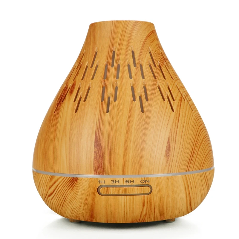 

Air Humidifier Ultrasonic Aroma Essential Oil Diffuser 400Ml Aromatherapy Machine With Wood Grain 7 Color Changing Led Light E