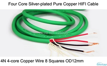 

HIFI Cable for Speaker Cabinets Four Core Silver-plated Pure-Copper 4N 4-Core Red Copper Wire 8 Squares OD12mm DIY Free Shipping