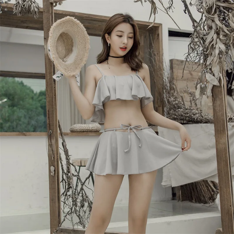 

Tankini Swimsuits For Women Summer Clothes Women's Two-Piece Swimsuit Biquinis Korean 2019 Plaid Polyester Sierra Surfer Plus