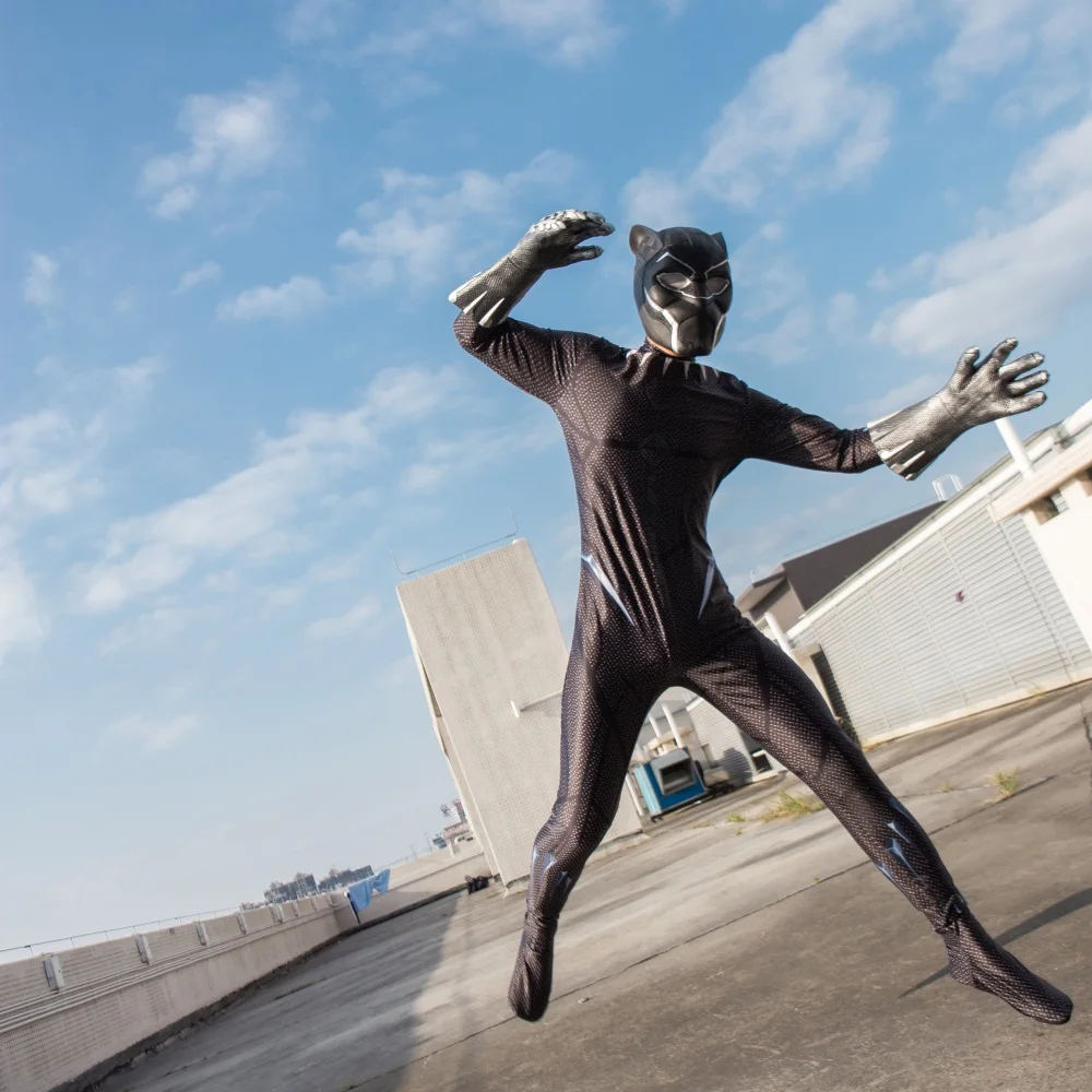 2018 Movie Black Panther Costume Jumpsuit Black Panther Cosplay Superhero Black Panther Zentai Suit New (11)