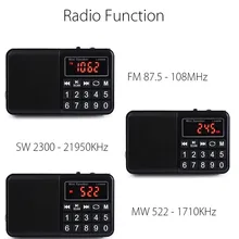 FM/MW/SW радио стерео динамик Многофункциональный TF карта USB Aux PC мобильный телефон ЖК-экран портативный MP3 музыкальный плеер перезаряжаемый