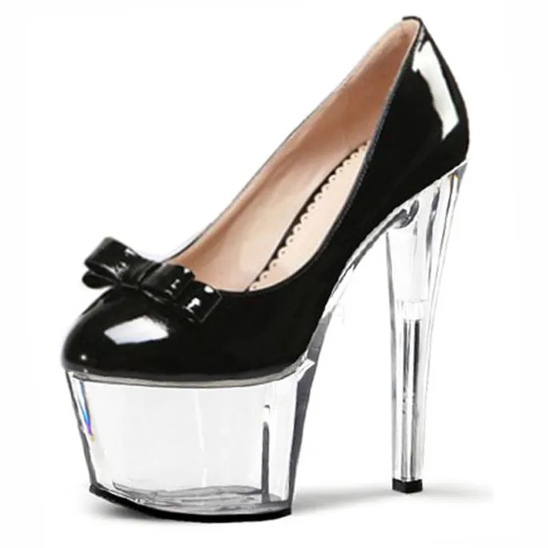 Single Shoes Super-Elevation 17cm Women's High-Heeled Shoes Platform Shoes 7 Inch High Heels Crystal Women's Pumps
