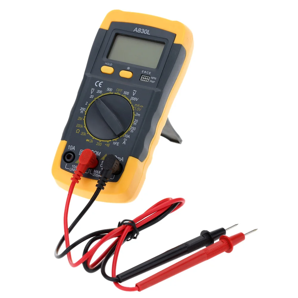 

Backlight Black yellow A830L LCD Digital Multimeter DC AC Voltage Diode Freguency Multitester